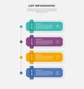 list vertical stacked process infographic outline style with 4 point template with round rectangle container with vertical badge