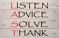 Listen Advice Solve Thank