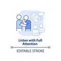Listen with full attention light blue concept icon Royalty Free Stock Photo