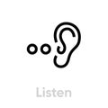 Listen icon. Editable Vector Outline.