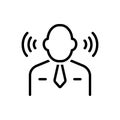 Black line icon for Listen, hear and sense