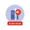 Listen literature, audio book flat icon, opened book, vector illustration