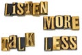 Listen more talk less motivation Royalty Free Stock Photo