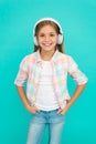 Listen to music. Beauty and fashion. Childhood happiness. Mp3 player. childrens day. Audio technology. small kid listen