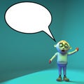 Listen to the words of undead zombie monster, 3d illustration