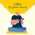 Listen to your heart. Love yourself. Vector lifestyle concept card with text don t forget to love yourself.