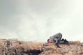 Listening businessman on the floor Royalty Free Stock Photo