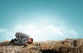 Listening businessman on the floor Royalty Free Stock Photo