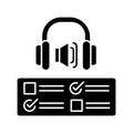 Listening examination black glyph icon Royalty Free Stock Photo