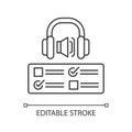 Listening examination pixel perfect linear icon Royalty Free Stock Photo