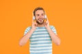 Listening favorite tunes not only makes you happier and more creative, but even healthier. Perfect sound concept Royalty Free Stock Photo