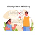 Listening without interrupting concept. Flat vector illustration Royalty Free Stock Photo