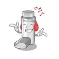 Listening music asthma inhalers isolated in the mascot