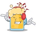 Listening music beer character cartoon style