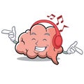 Listening music brain character cartoon mascot