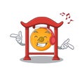 Listening music chinese gong Scroll mascot cartoon character design