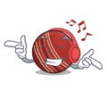 Listening music cricket ball in the cartoon shape