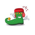 Listening music elf shoes mascot cartoon character design Royalty Free Stock Photo