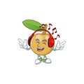 Listening music fresh longan cartoon on white background