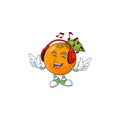 Listening music fresh orange with cartoon mascot shape