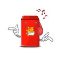 Listening music happy cartoon in the red envelope