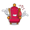 Listening music king throne mascot cartoon