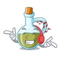 Listening music mascot cartoon fresh organic olive oil