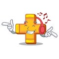 Listening music retro plus sign addition symbol cartoon