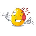 Listening music simple gold egg on design character Royalty Free Stock Photo