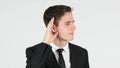 Listening Secret, Businessman, White Background