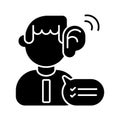 Listening skills black glyph icon Royalty Free Stock Photo