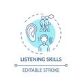 Listening skills turquoise concept icon Royalty Free Stock Photo