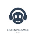 listening smile icon in trendy design style. listening smile icon isolated on white background. listening smile vector icon simple