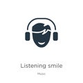 Listening smile icon vector. Trendy flat listening smile icon from music collection isolated on white background. Vector
