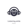 listening smile outline icon. isolated line vector illustration from music collection. editable thin stroke listening smile icon