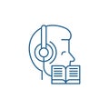 Listening to music and reading line icon concept. Listening to music and reading flat vector symbol, sign, outline Royalty Free Stock Photo