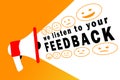 Listening to Win in the Global Marketplace,  Feedback Illustration. Flat Design. Feedback or Rating System Giving Feedback Concept Royalty Free Stock Photo