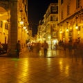 Liston, main promenade, at night, Corfu city, Greece