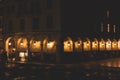 Liston pedestrian street night view with evening lanterns illumination, Kerkyra city, Corfu island, Greece, Ionian sea islands, Royalty Free Stock Photo