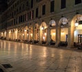 Liston street at night on Corfu