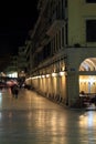 Liston street at night on Corfu Royalty Free Stock Photo