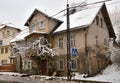 Listopad street in winter, Swieradow Zdroj resort, northern slope of Jizera Mountains, Poland Royalty Free Stock Photo