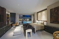 Lit Bedroom Of Luxury Home