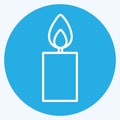 Lit Candle Icon in trendy blue eyes style isolated on soft blue background Royalty Free Stock Photo