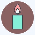 Lit Candle Icon in trendy color mate style isolated on soft blue background Royalty Free Stock Photo