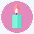 Lit Candle Icon in trendy flat style isolated on soft blue background Royalty Free Stock Photo