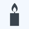 Lit Candle Icon in trendy glyph style isolated on soft blue background Royalty Free Stock Photo