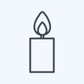 Lit Candle Icon in trendy line style isolated on soft blue background Royalty Free Stock Photo