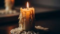 The focus on the candle creates an intimate and serene atmosphere Royalty Free Stock Photo