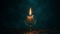 lit candle on the table in dark background, in the style of teal and bronze, hyperrealistic fantasy, arabesque